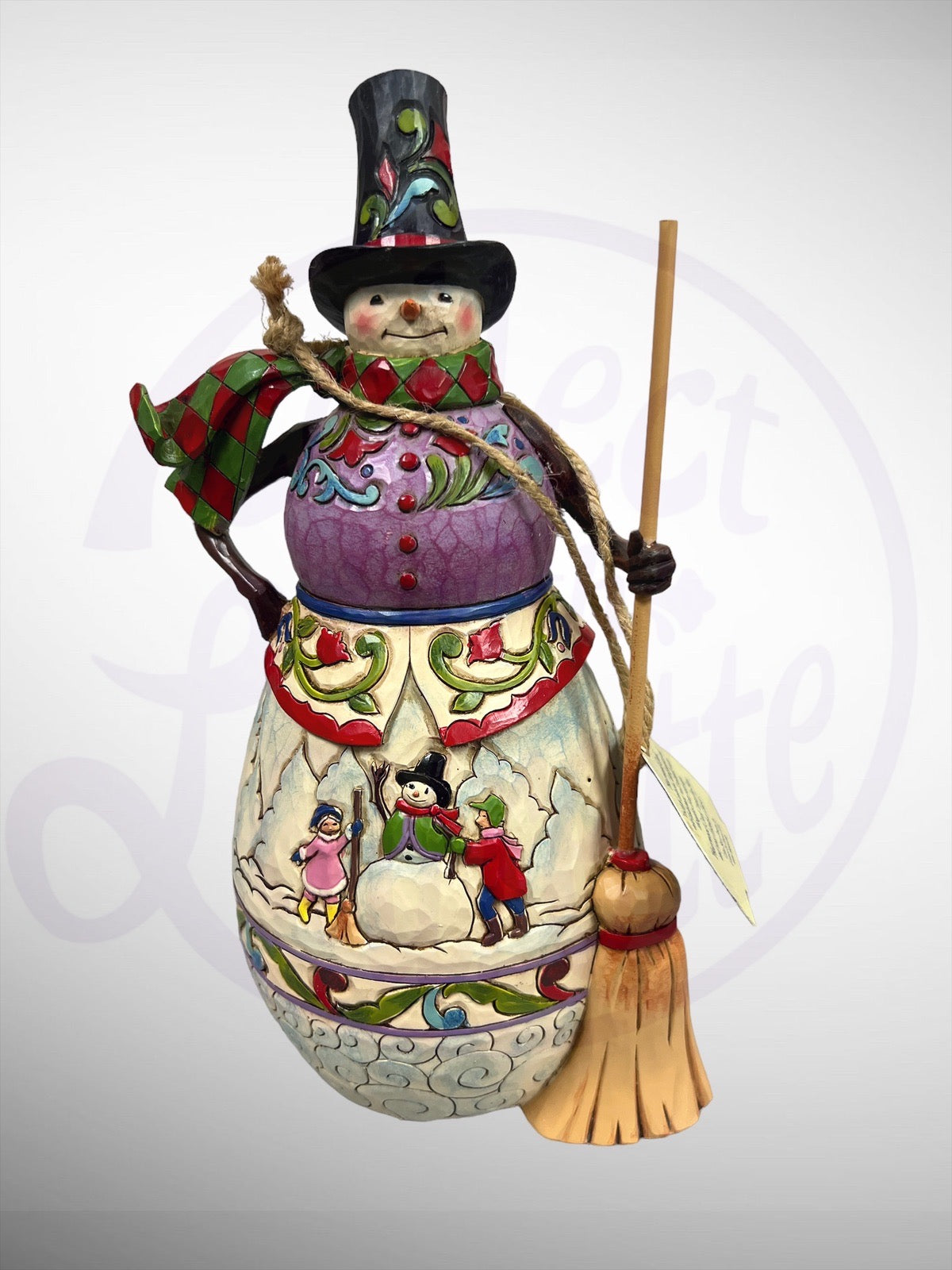 Jim Shore Heartwood Creek - Snow Days Snowman Broom with Snowman Scene Figurine