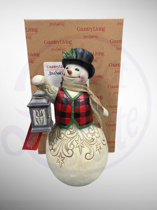 Country Living by Jim Shore - Festive At The Farmhouse Snowman Lantern Figurine