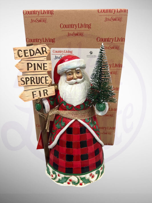 Country Living by Jim Shore - It's Tree Time Santa with Sign Figurine