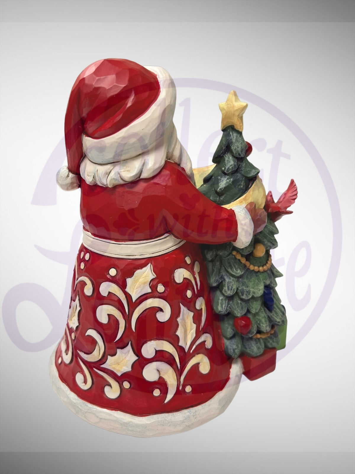 Jim Shore Heartwood Creek - Wrapped In Christmas Cheer Santa Claus Tree Cardinals 2023 Figurine