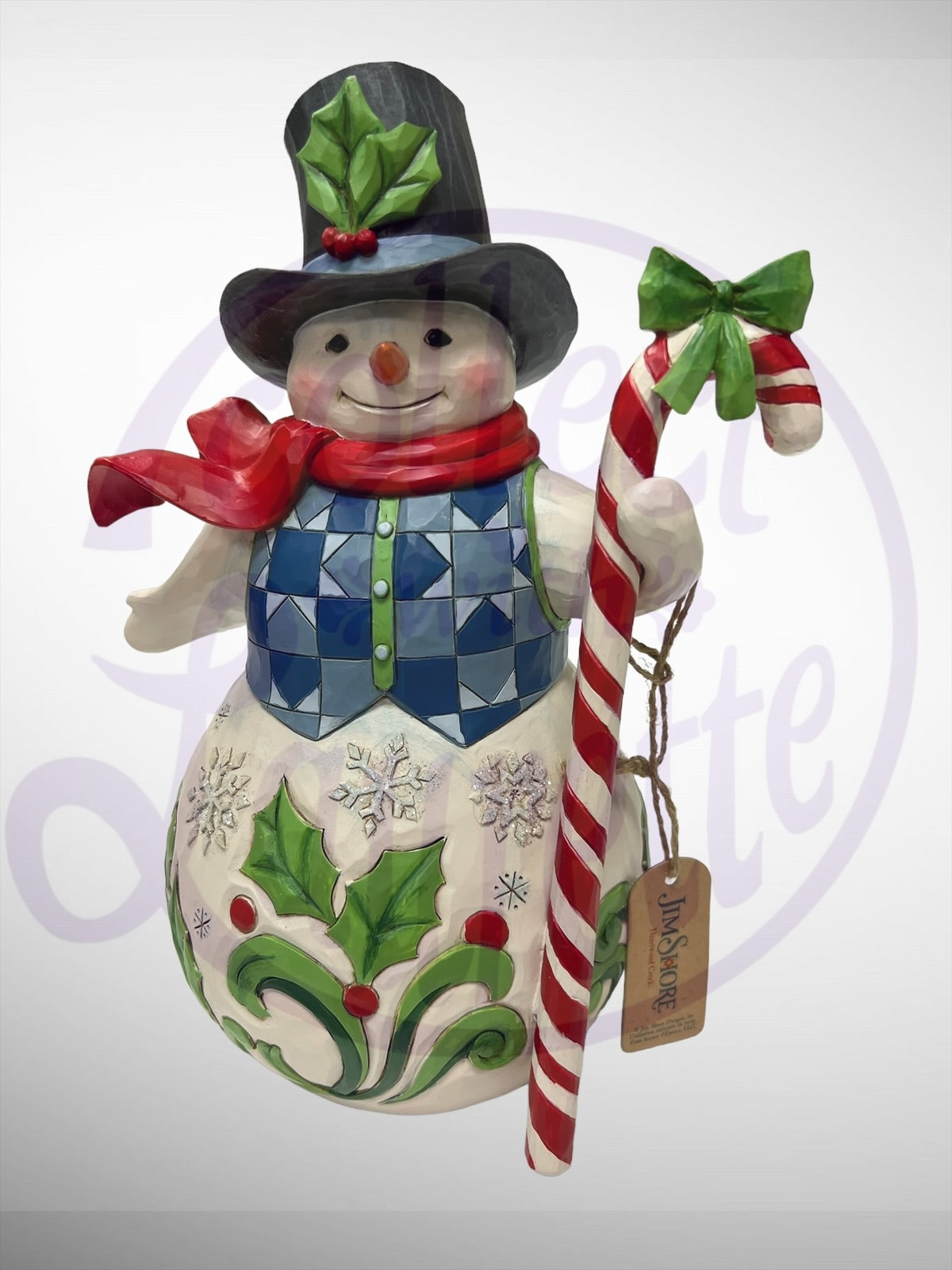 Jim Shore Heartwood Creek - Sweet Christmas Wishes Snowman Candycane Figurine