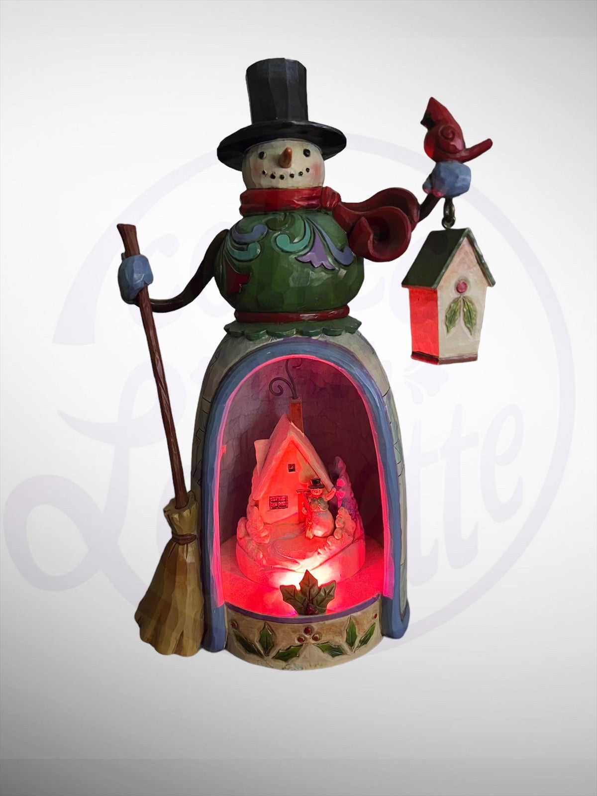 Jim Shore Heartwood Creek - Home For The Holidays Snowman Light Up Figurine (No Box)