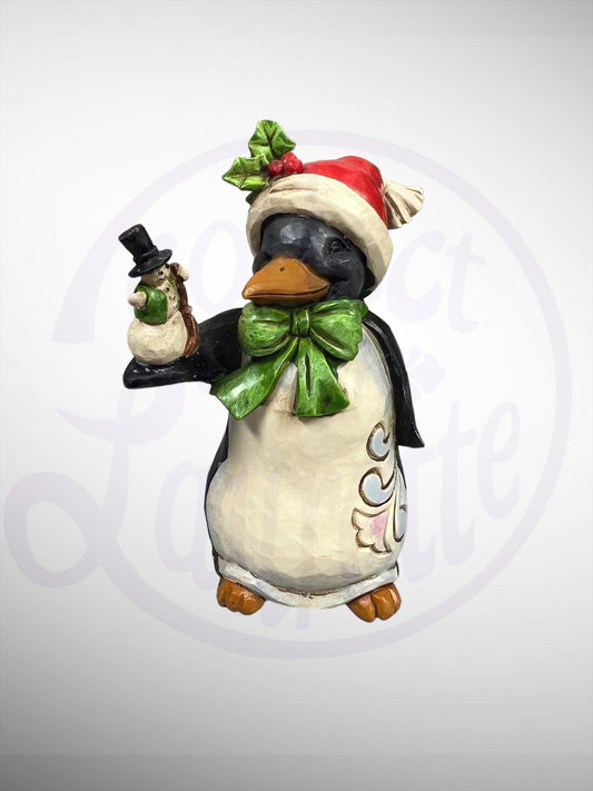 Jim Shore Heartwood Creek - Mini Christmas Penguin holding a Snowman Figurine (No Box)