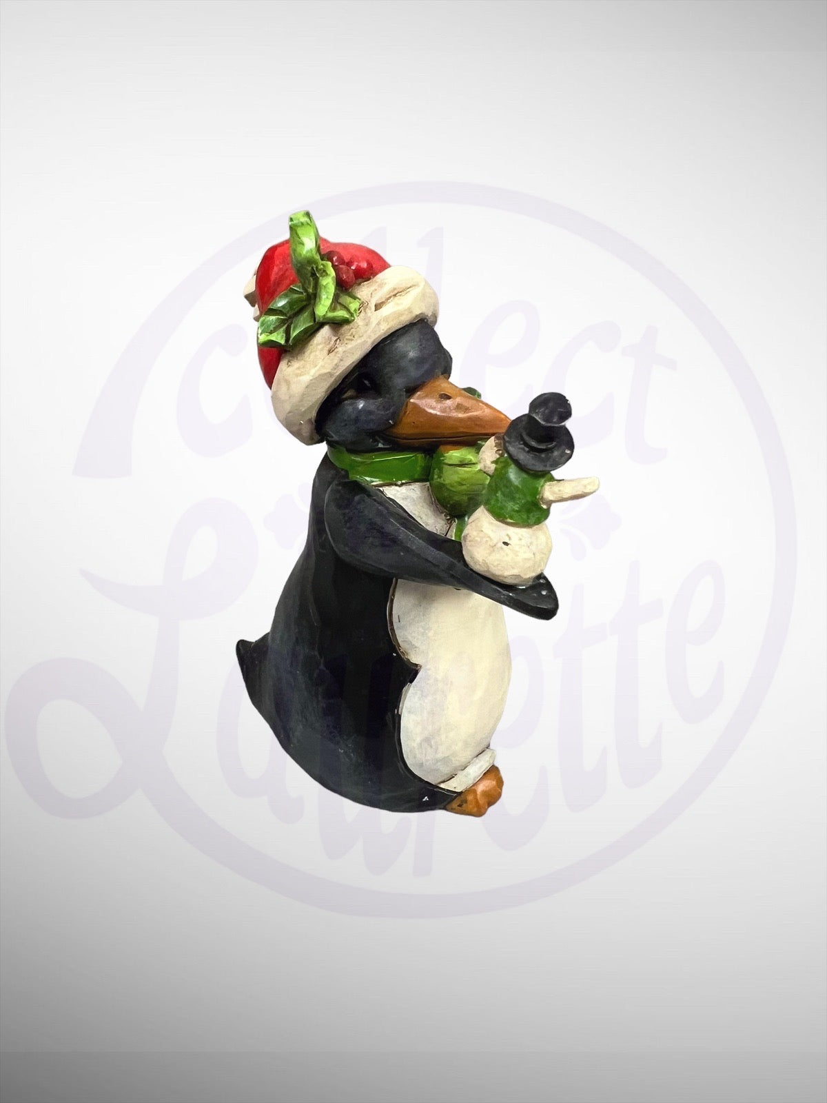 Jim Shore Heartwood Creek - Mini Christmas Penguin holding a Snowman Figurine (No Box)