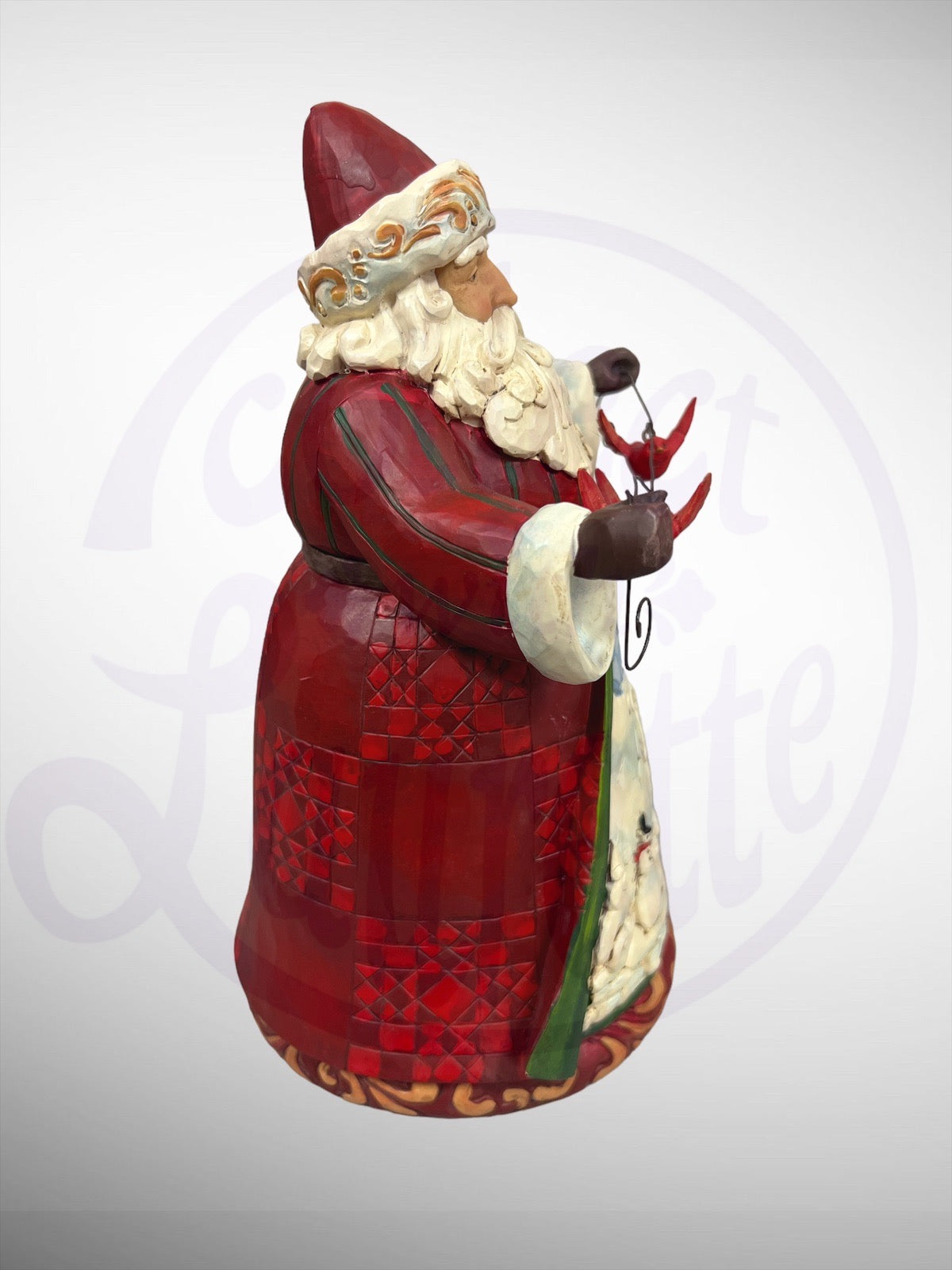 Jim Shore Heartwood Creek - Charming Cheer Found Here Santa Claus with Cardinals on Wire Figurine