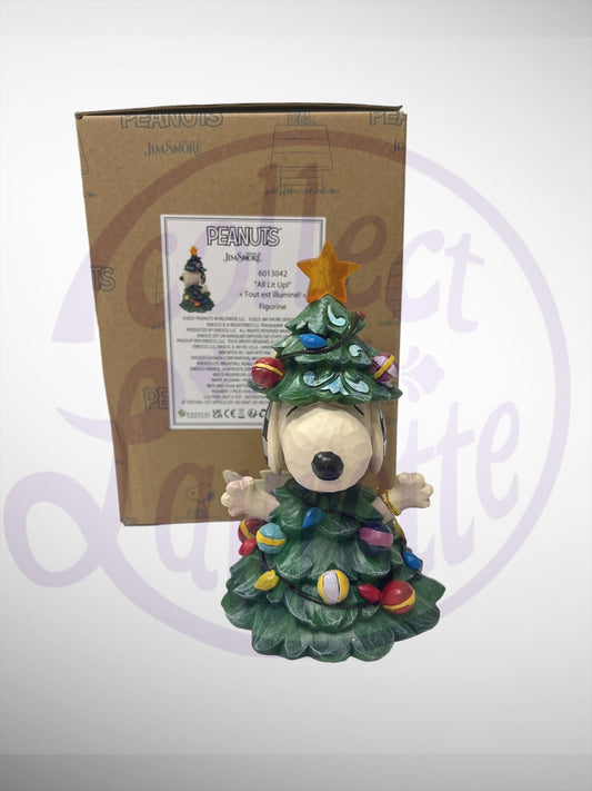 Jim Shore Peanuts -All Lit Up! Snoopy as Christmas Tree Light Up Figurine