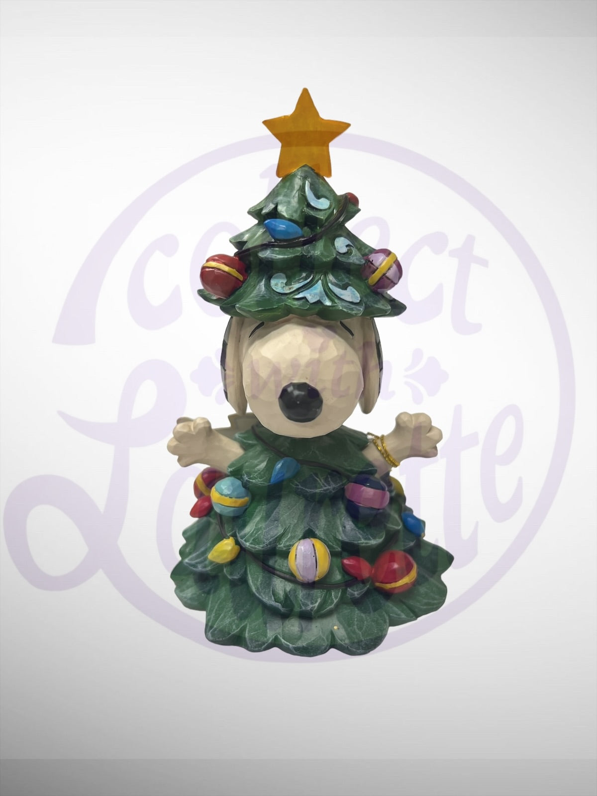 Jim Shore Peanuts -All Lit Up! Snoopy as Christmas Tree Light Up Figurine