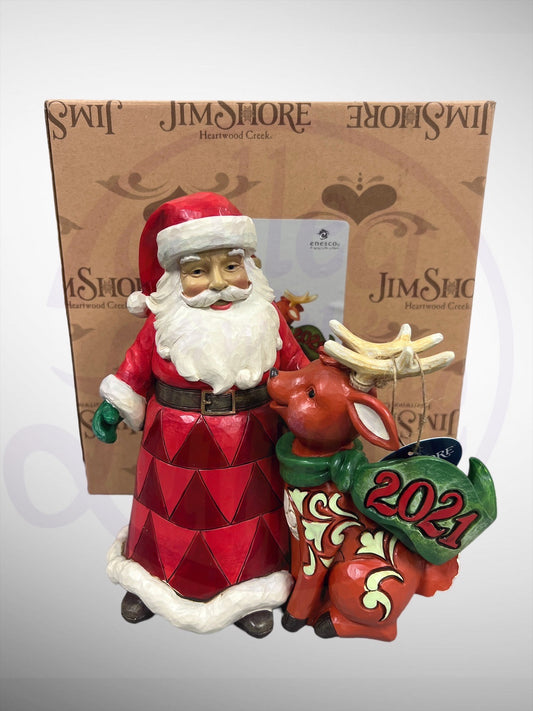 Jim Shore Heartwood Creek - A Year So Deer Santa Claus and Reindeer 2021 Figurine