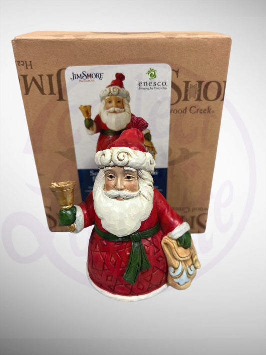 Jim Shore Heartwood Creek - Mini Santa with Bell and Bag Figurine