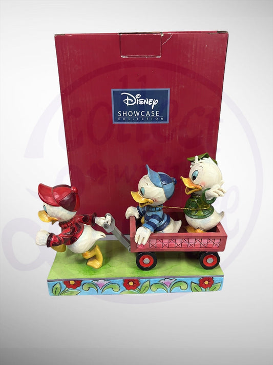 Jim Shore Disney Traditions - Here Comes Trouble Huey Dewey Louie Wagon Figurine