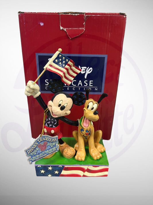 Jim Shore Disney Traditions - Banner Day Patriotic Mickey Pluto Figurine