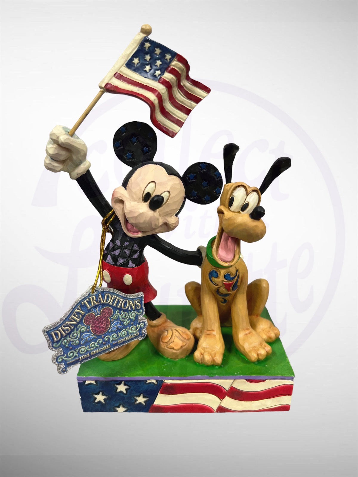 Jim Shore Disney Traditions - Banner Day Patriotic Mickey Pluto Figurine