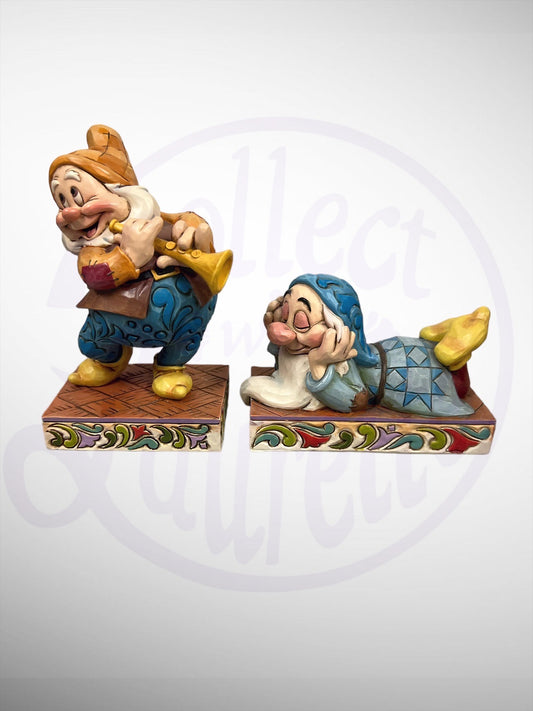 Jim Shore Disney Traditions - Zzzzz Cheerful Note Sleepy Happy Snow White Figurine Set (No Box)