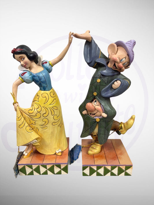 Jim Shore Disney Traditions - Dancing Partners Snow White Dopey Sneezy Figurine Set (No Box)