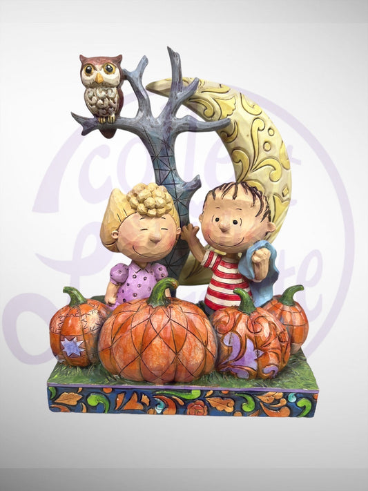 Jim Shore Peanuts - Waiting for the Great Pumpkin Linus Sally Halloween Figurine (No Box)
