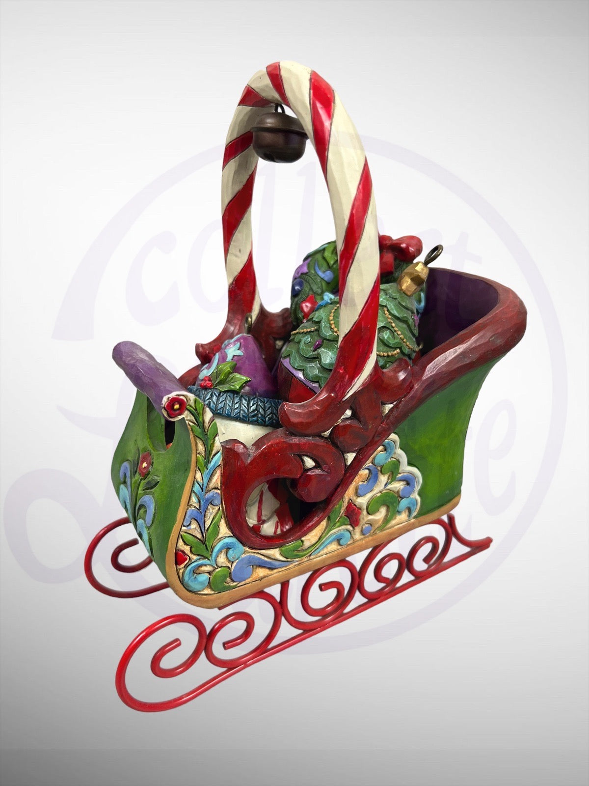 Jim Shore Heartwood Creek - Jingle All The Way Christmas Sleigh Figurine 4 Ornaments (No Box)