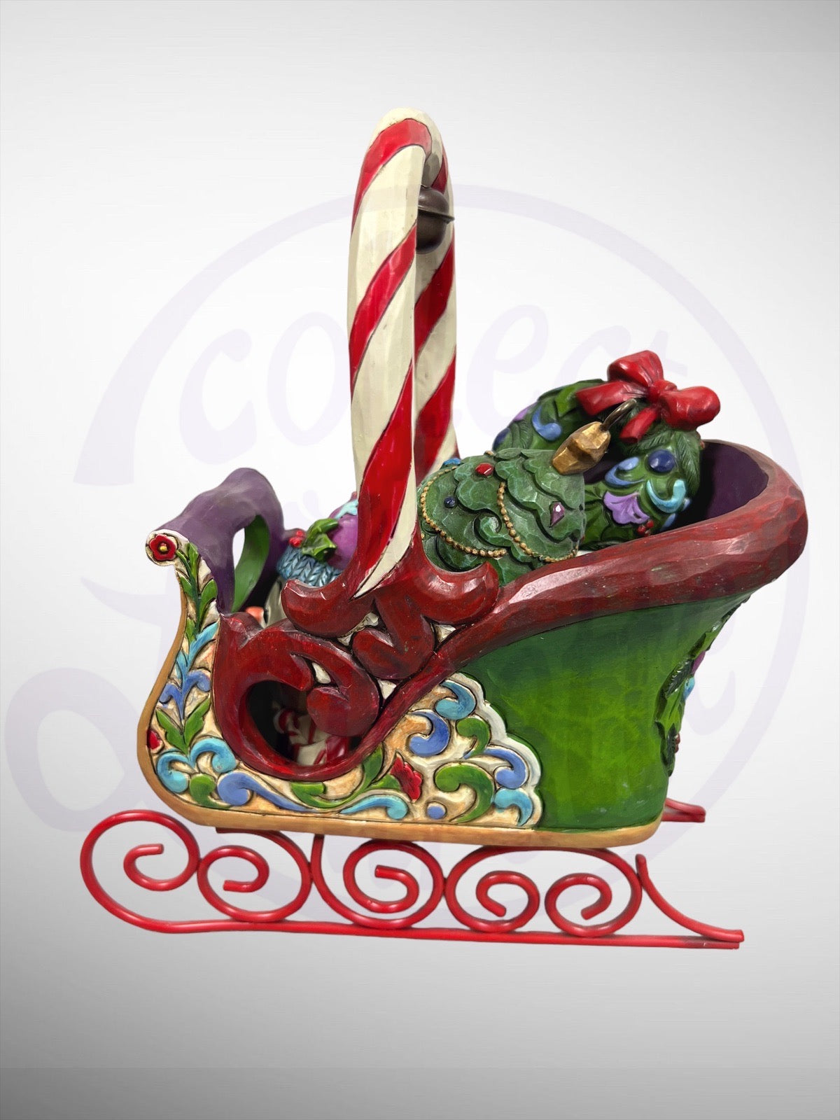 Jim Shore Heartwood Creek - Jingle All The Way Christmas Sleigh Figurine 4 Ornaments (No Box)